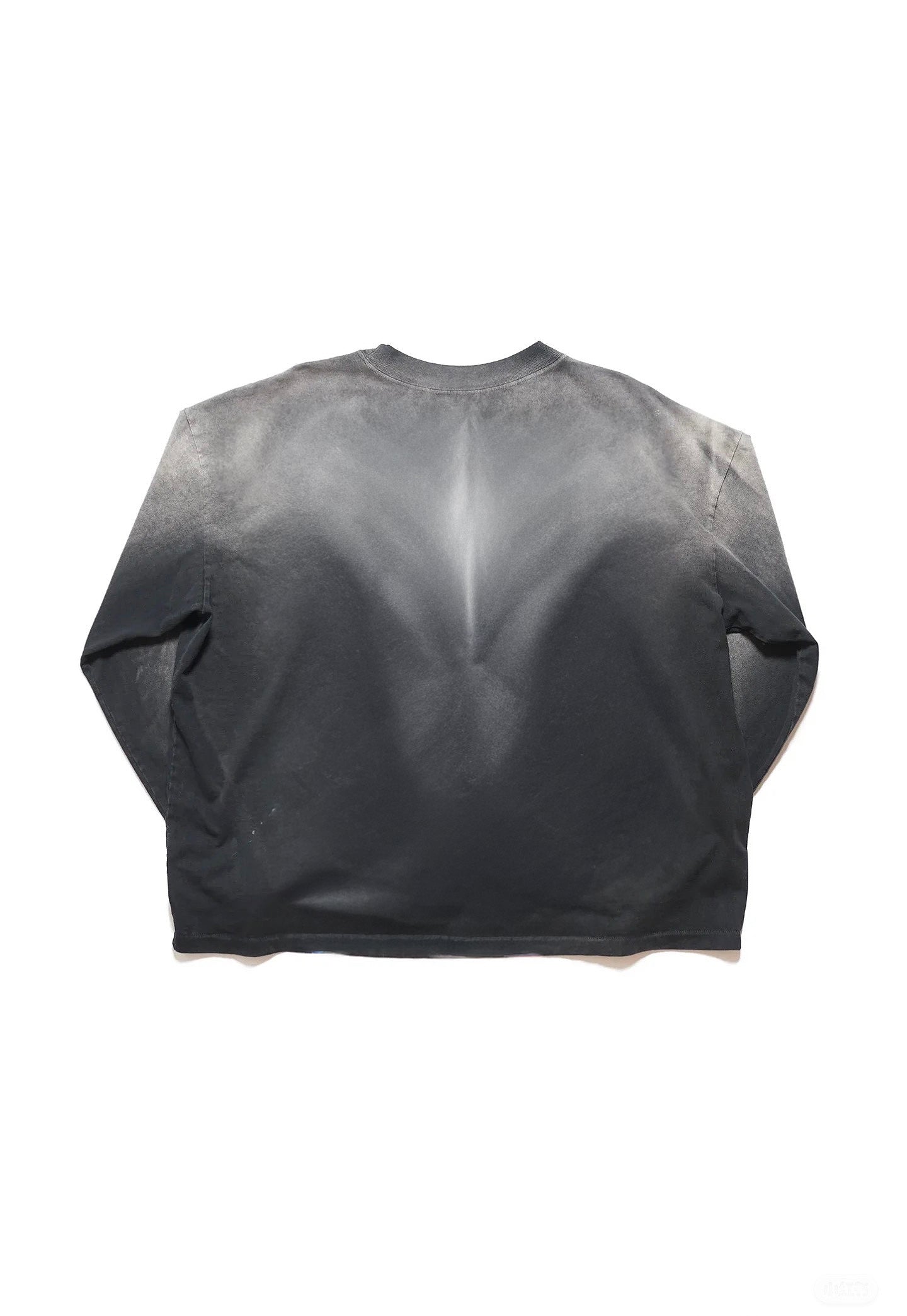 Heavy Washed Sprayed Black Long Sleeves Shirt