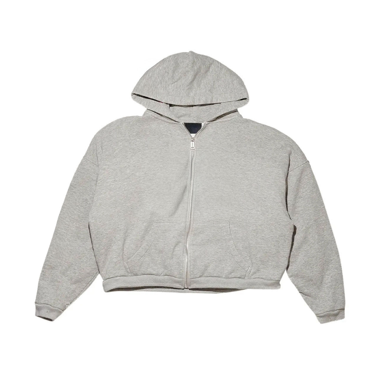 Heavy 450g Terry+Waffle Knit Grey Zipper Hoodie