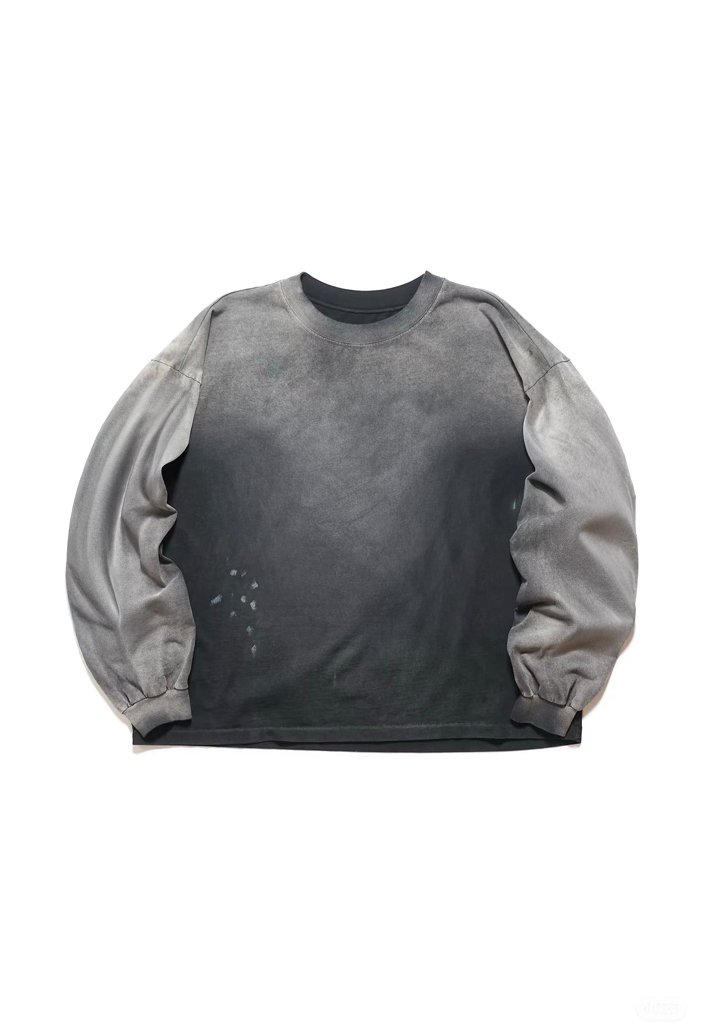 Heavy Washed Sprayed Black Long Sleeves Shirt